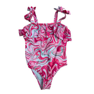 Tommy Bahama Swimsuit Size 6 Pink White Silver Girls